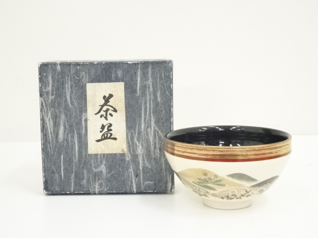JAPANESE TEA CEREMONY / TEA BOWL CHAWAN / KYO WARE / IROE / ARTISAN WORK